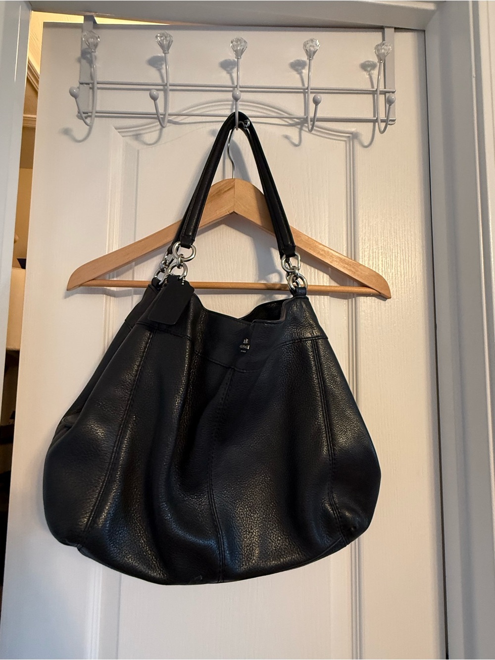Coach Black pebbled Leather Hobo Shoulder Bag